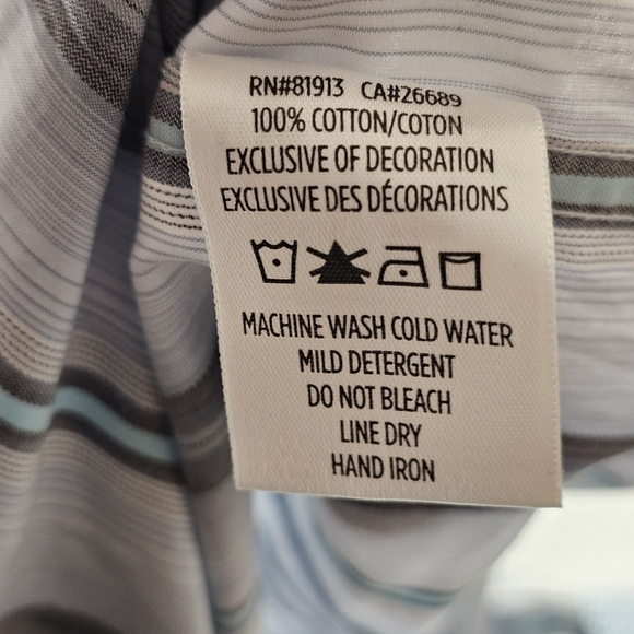 Robert Graham Shirt Mens Large Gray Blue Stripes Long Sleeve Button Up Flip Cuff - Picture 9 of 9